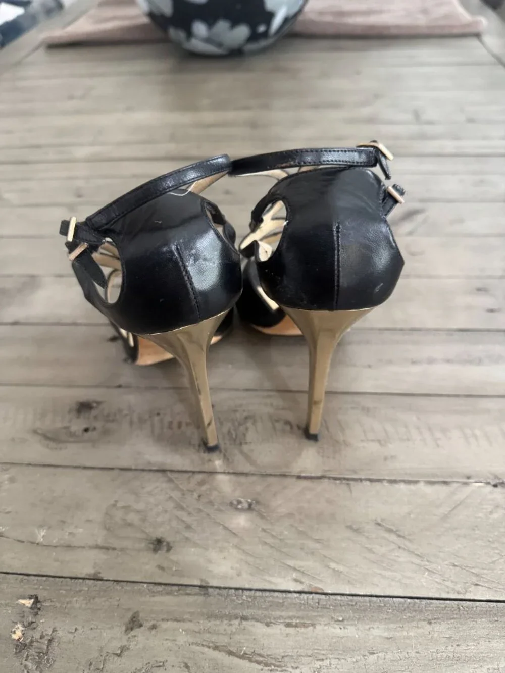 Jimmy Choo Ivette Lang Mirror Stiletto Heel Strappy Leather Pumps Black 39